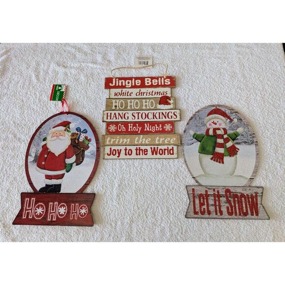NWT  Christmas House Decor wood glitter wall/craft/wreath plaques  (3) - Picture 5 of 6